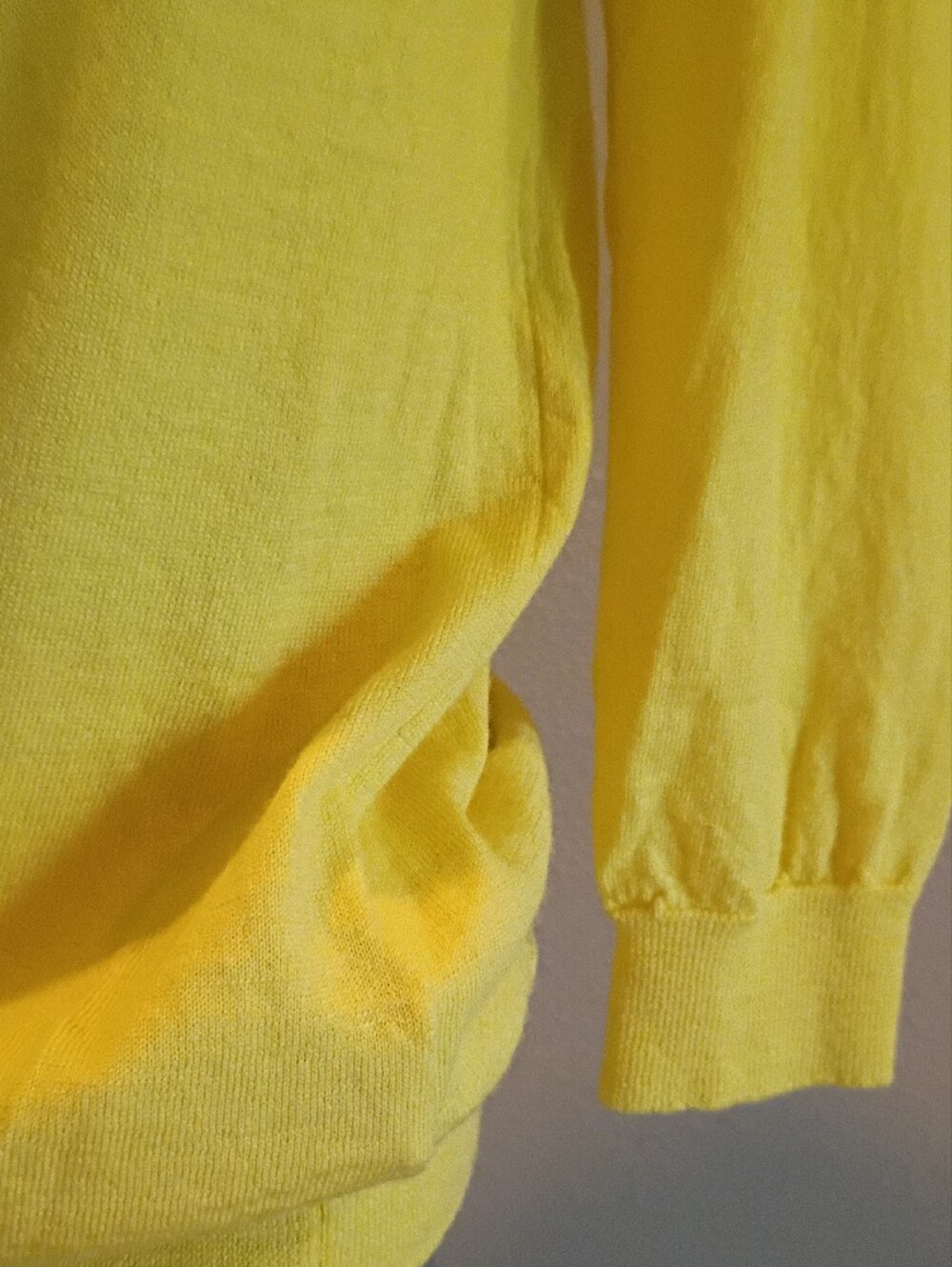 J. Crew-Tippi Sweater-Sz Small-100% Merino Bright Yellow Crewneck 3/4 Sleeves - Picture 5 of 8